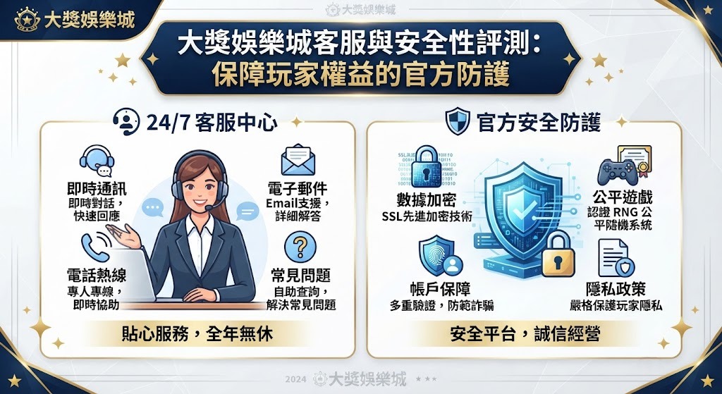 大獎娛樂城客服與安全性評測:保障玩家權益的官方防護